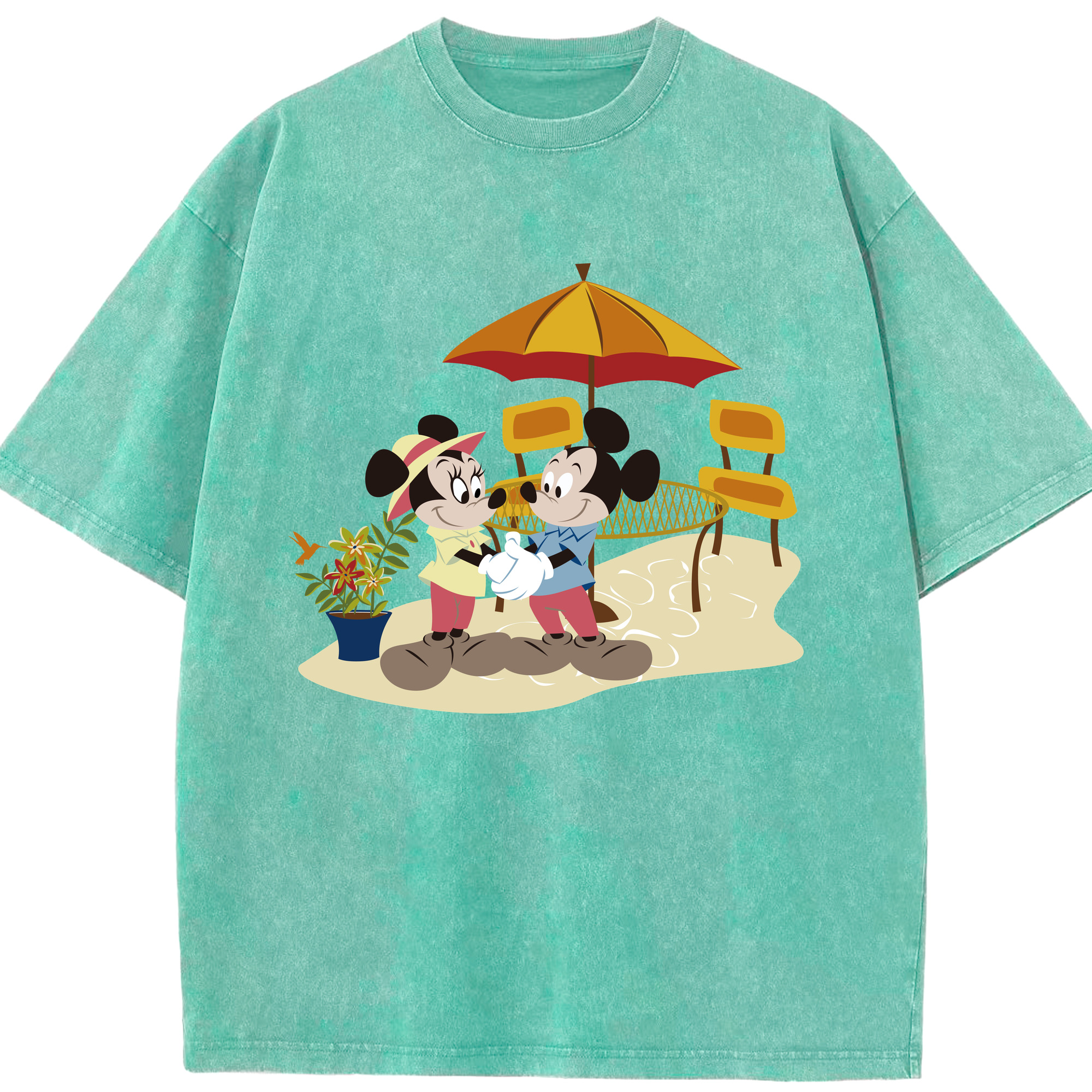 （画像用） ミッキーマウス Mickey Mouse 綿100% ヴィンテージ風 半袖Tシャツ（フロントプリント）